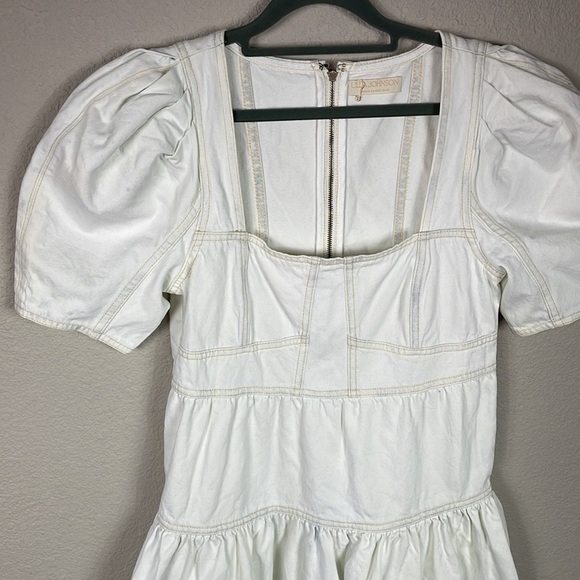 New Ulla Johnson Ames Denim Jean A Line Dress Whitewash Corset Style Sz 6 - Picture 4 of 15
